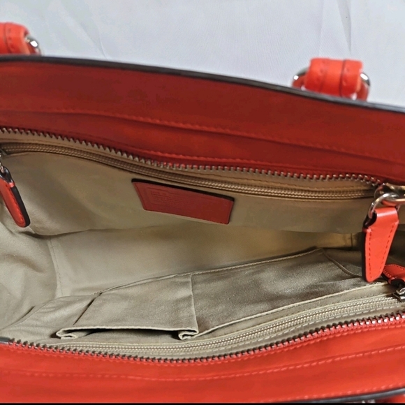 Coach Legacy Red Orange Leather Tote Bag With Tassels. Hand Bag - Picture 6 of 8
